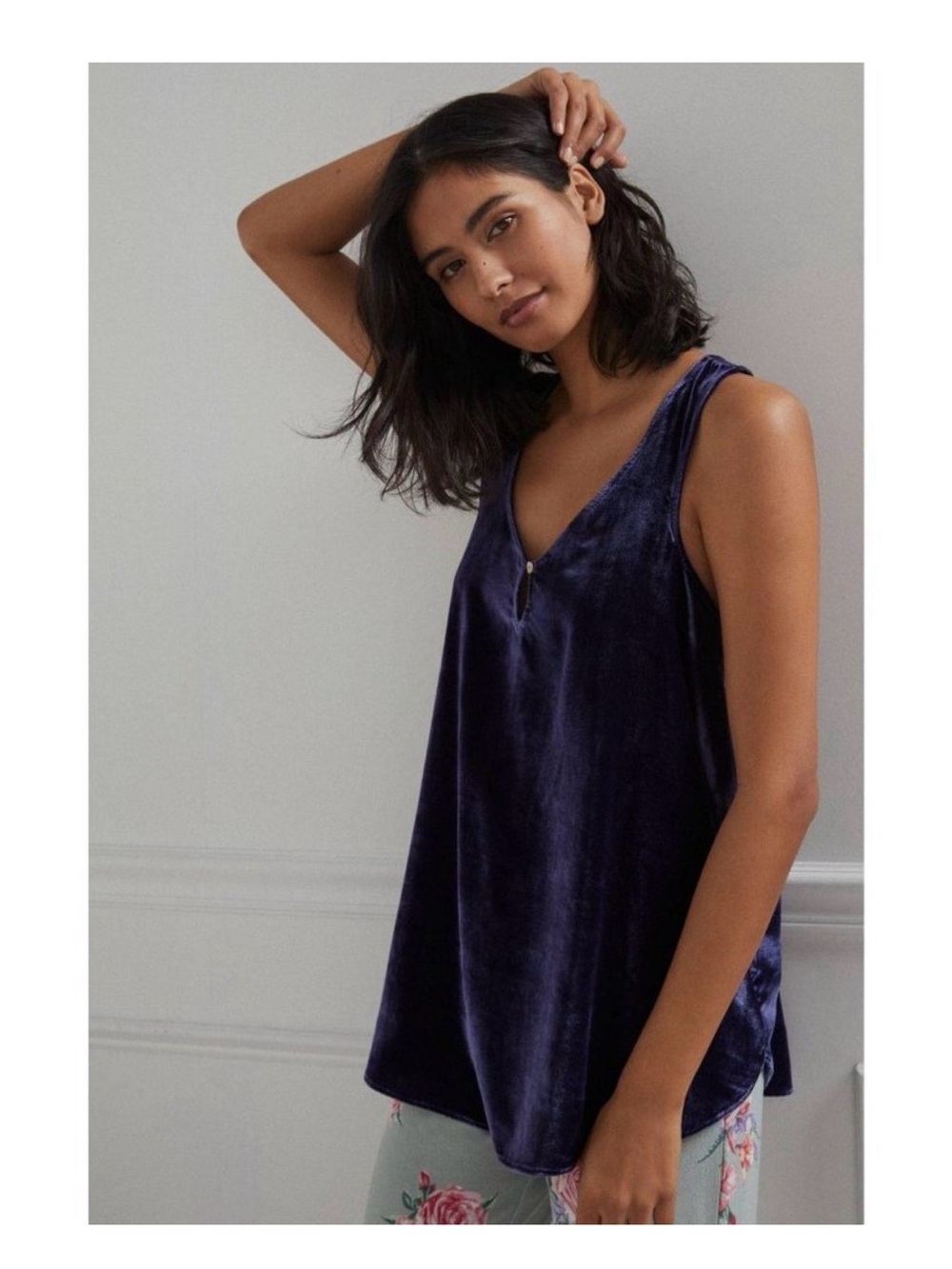 Anthropologie velvet tank top XL